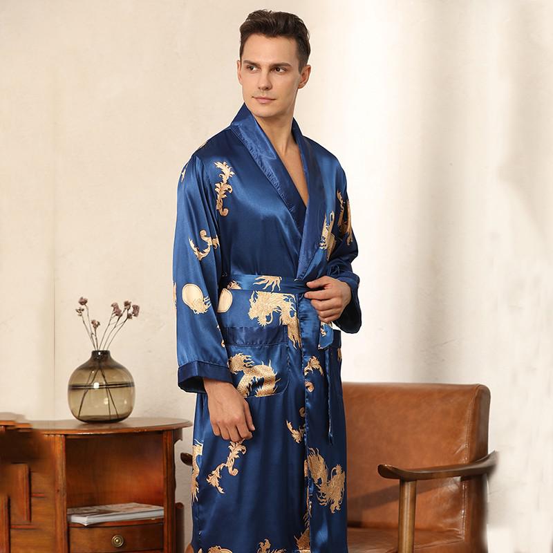 Peignoir Kimono Japonais Bleu