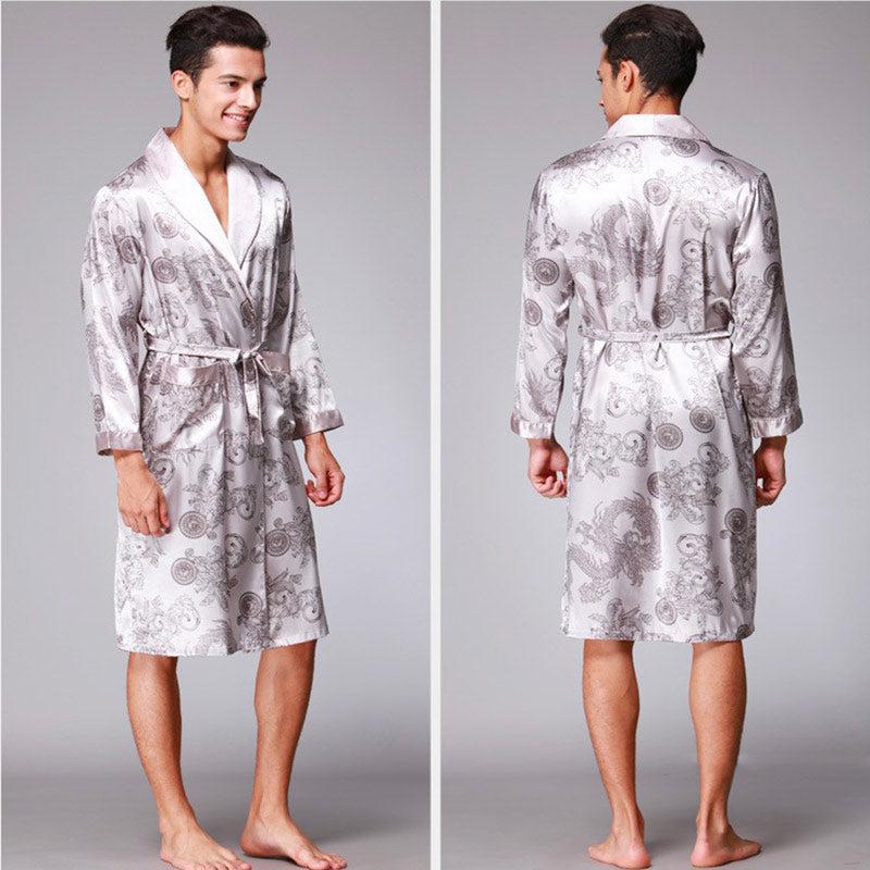 Peignoir Kimono Satin Gris