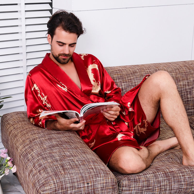 Peignoir Kimono Satin Rouge
