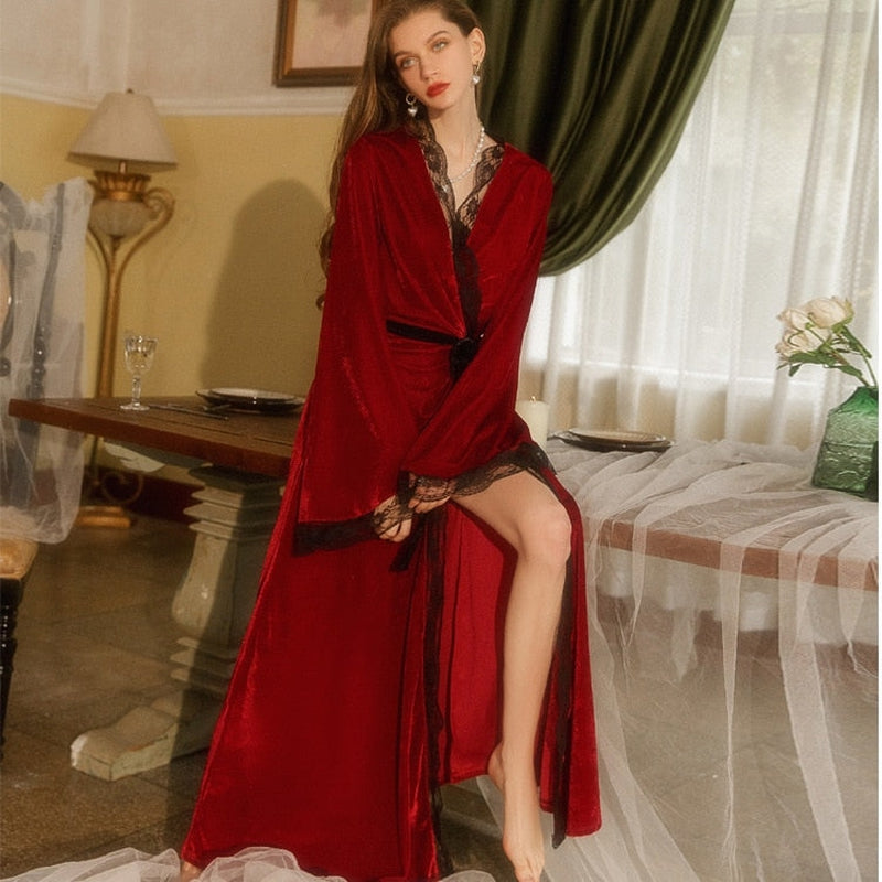 Peignoir Satin Rouge Femme