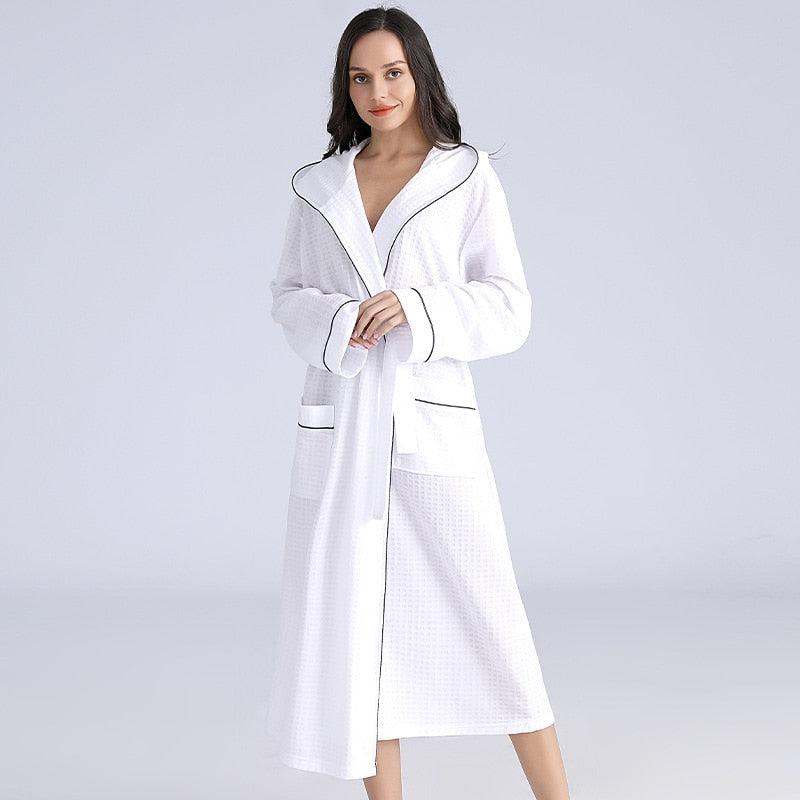 Peignoir de Bain Femme Blanc avec Capuche