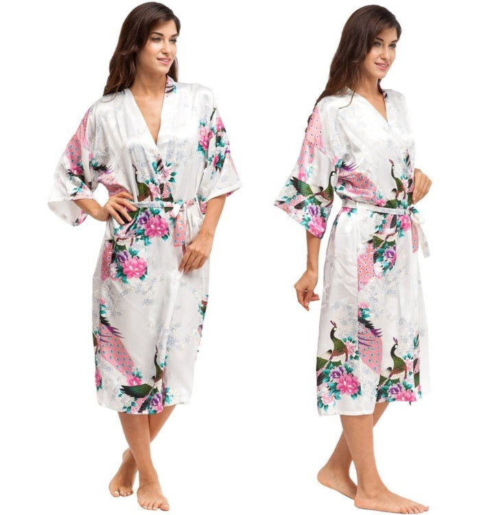 Peignoir Blanc Motif Léger