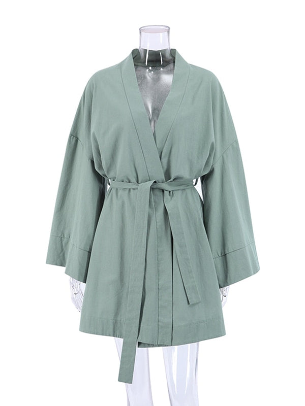 Peignoir Court Femme Vert Design