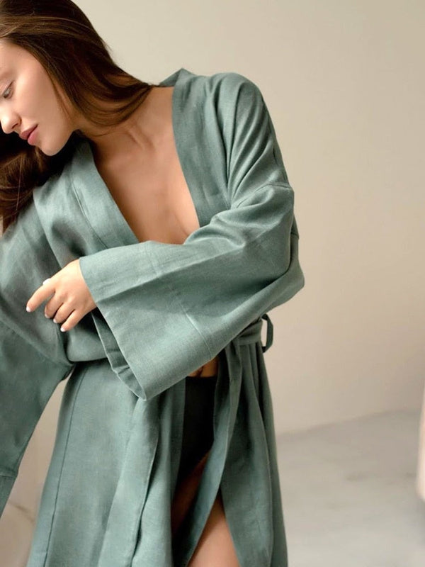 Peignoir Court Femme Vert Léger