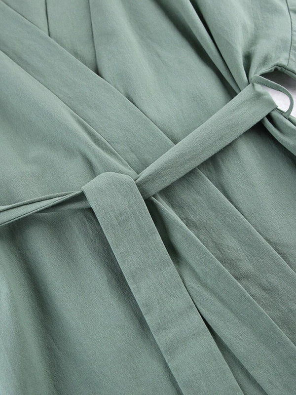 Peignoir Court Femme Vert Nœud