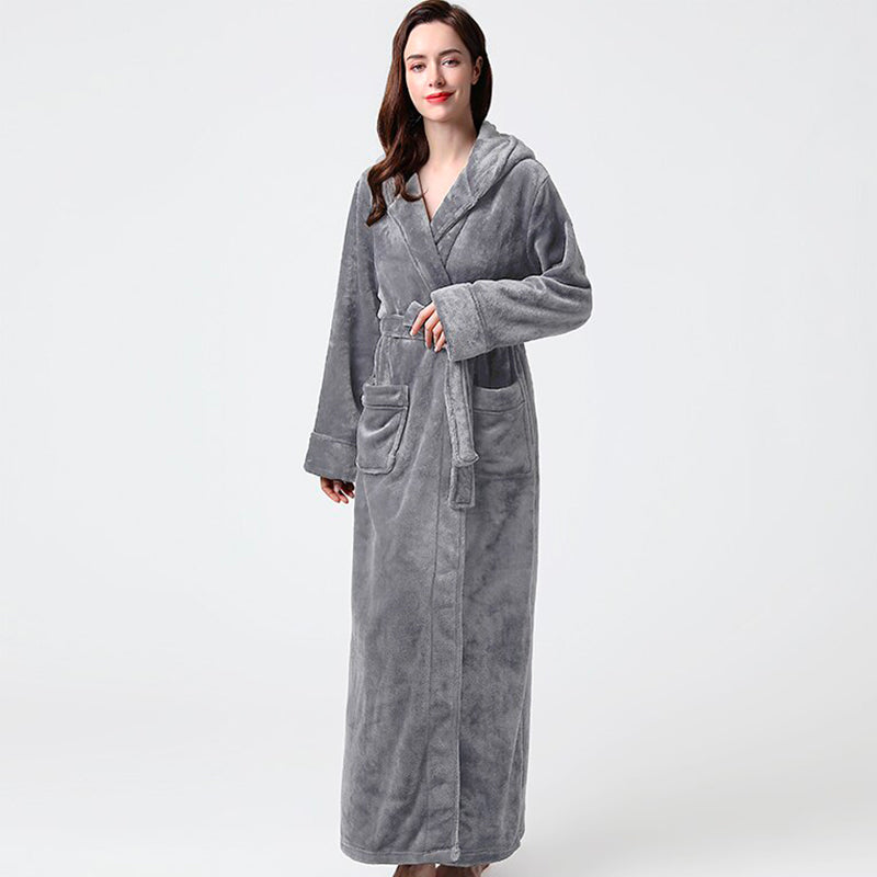 Peignoir Eponge Velours Femme Gris