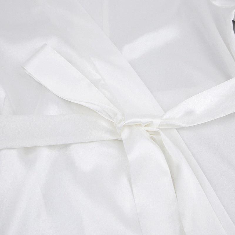 Peignoir Femme Blanc Doux Ceinture