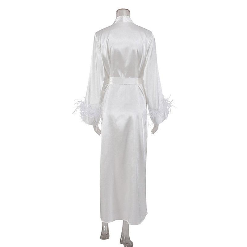 Peignoir Femme Blanc Doux Dos