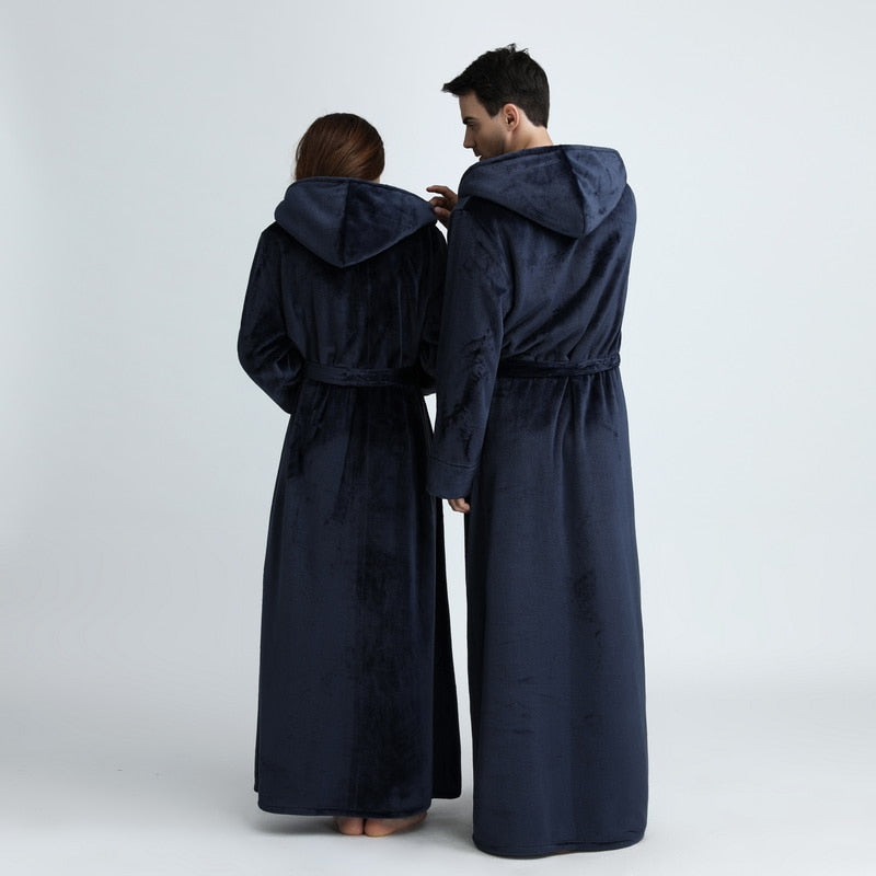 Peignoir Femme Hiver Bleu Marine Polaire