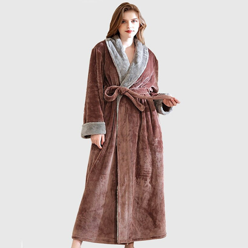 Peignoir Femme Polaire à Capuche Marron