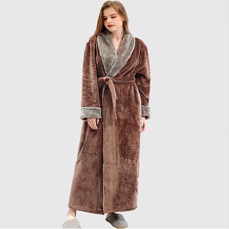Peignoir Femme Polaire à Capuche Marron Doux