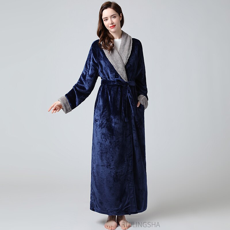 Peignoir Femme Très Chaud Bleu Marine