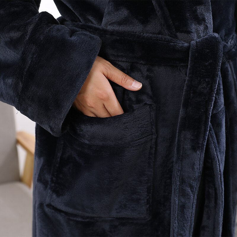 Peignoir Femme Très Chaud Bleu Polaire