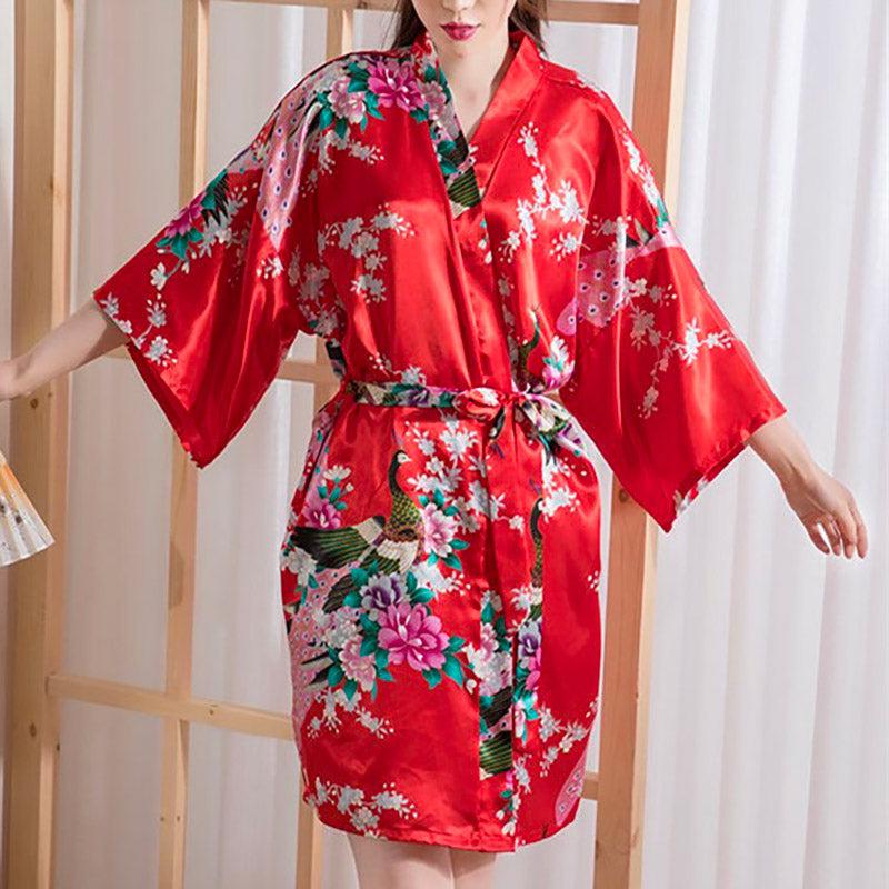 Peignoir Kimono Long Rouge Japonais