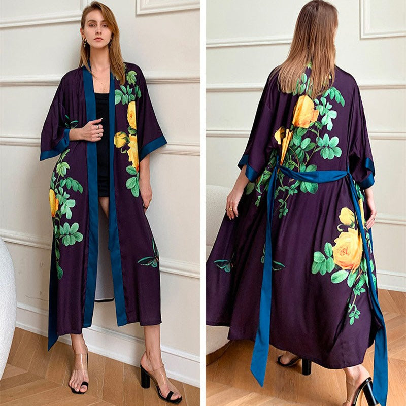 Peignoir Kimono Violet Stylé