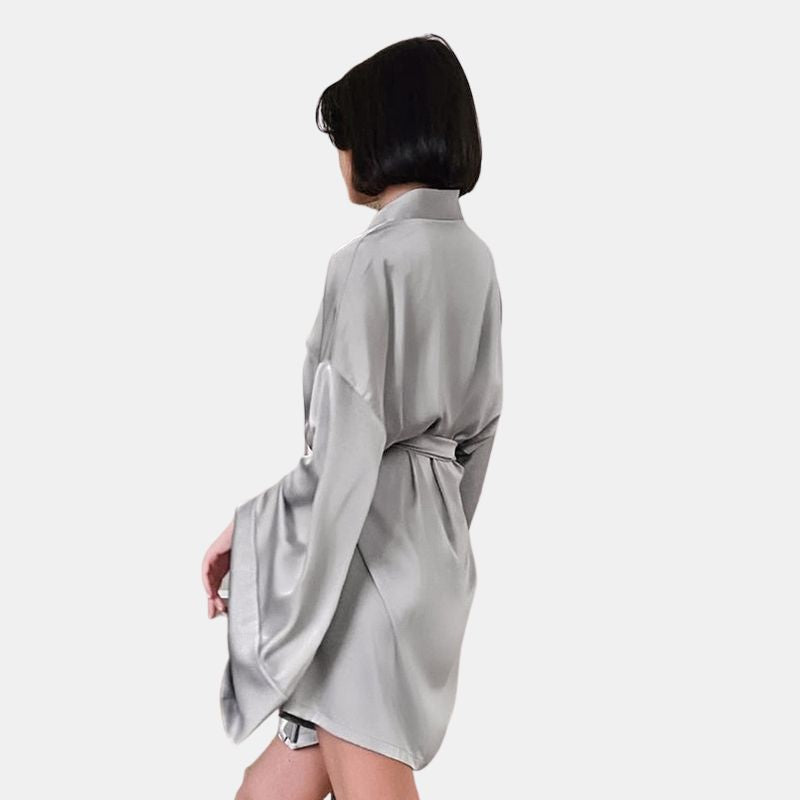 Peignoir Léger Court Femme Gris
