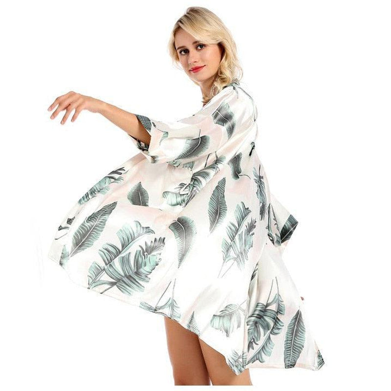 Peignoir Satin Fleuri Léger