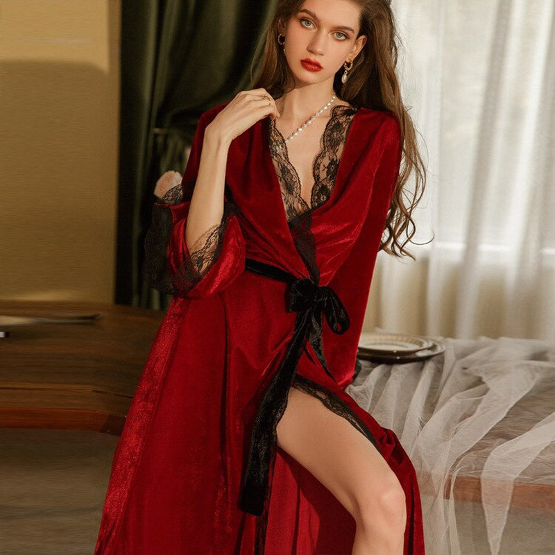 Peignoir Satin Rouge Femme Léger Sexy