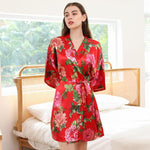 Robe De Chambre Style Kimono Femme Rouge