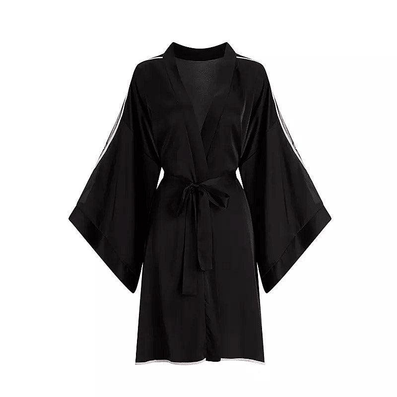 Robe Noir Kimono Chic