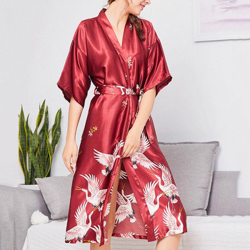 Robe Kimono Longue Rouge Stylé