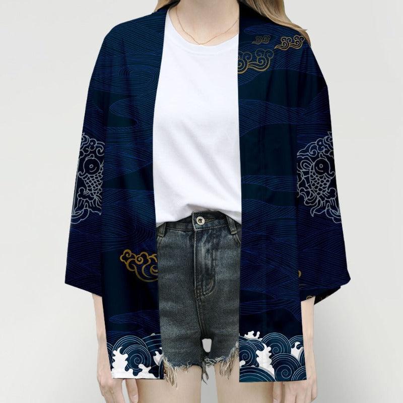 Veste Kimono Bleu Nuit