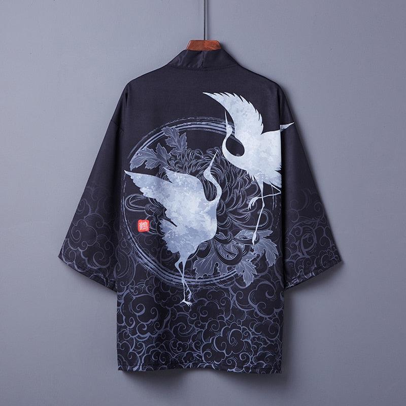 Veste Kimono Court Noir Grue