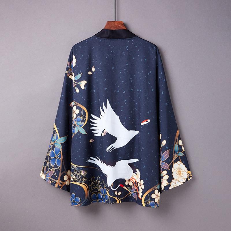 Veste Kimono Japonais Bleu