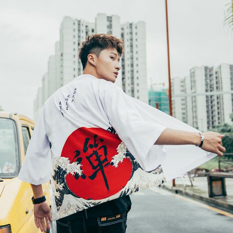 Veste Kimono Japonais Blanc Homme