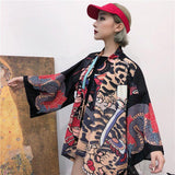 Veste Kimono Court Japonais Femme Oni
