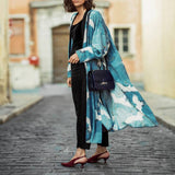 Veste Kimono Long Japonais Bleu