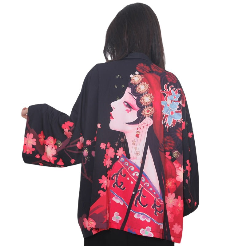 Veste Kimono Geisha Fleurie Stylé