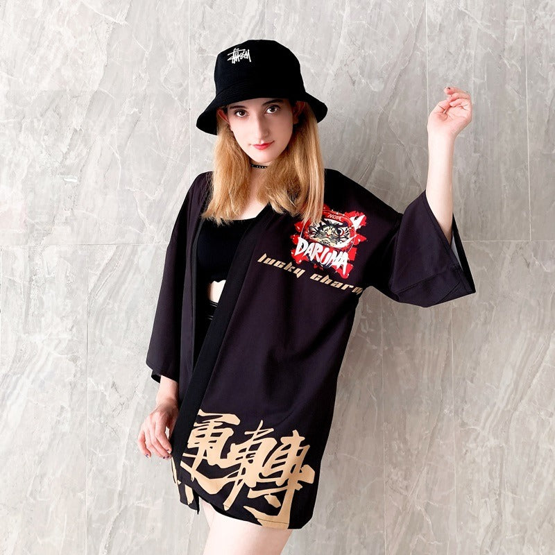 Veste Kimono Japonais Daruma Stylé