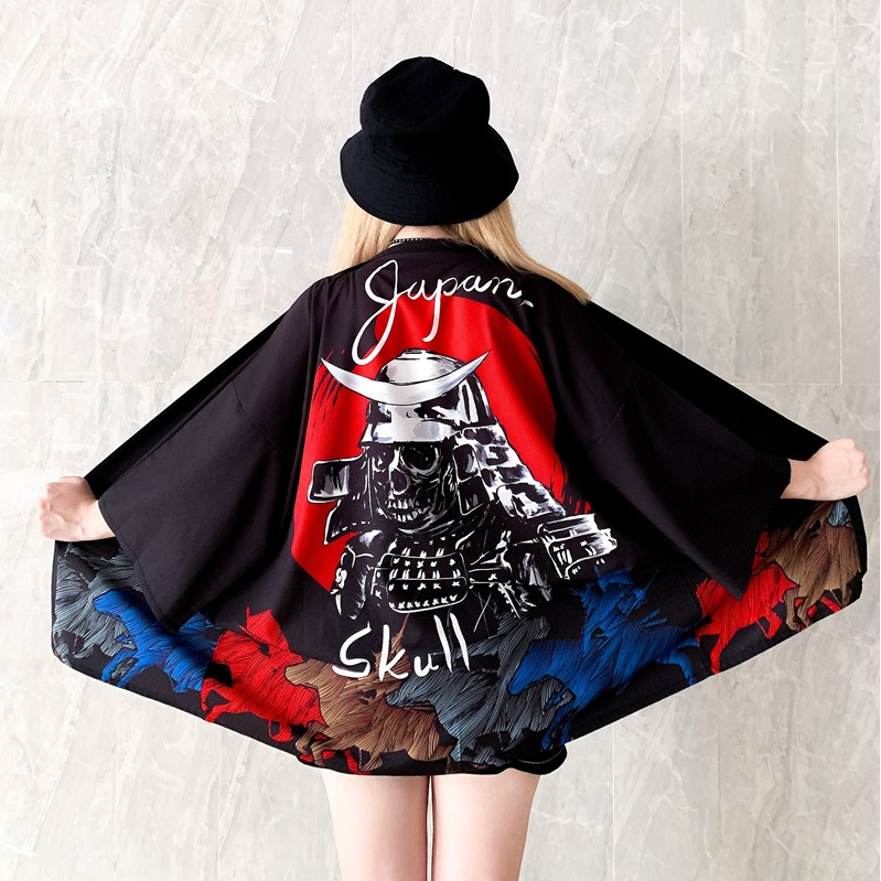 Veste Kimono Japonais Skull Femme