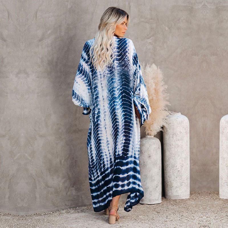 Veste Kimono Longue Bleue Style