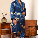 Peignoir Kimono Japonais Bleu