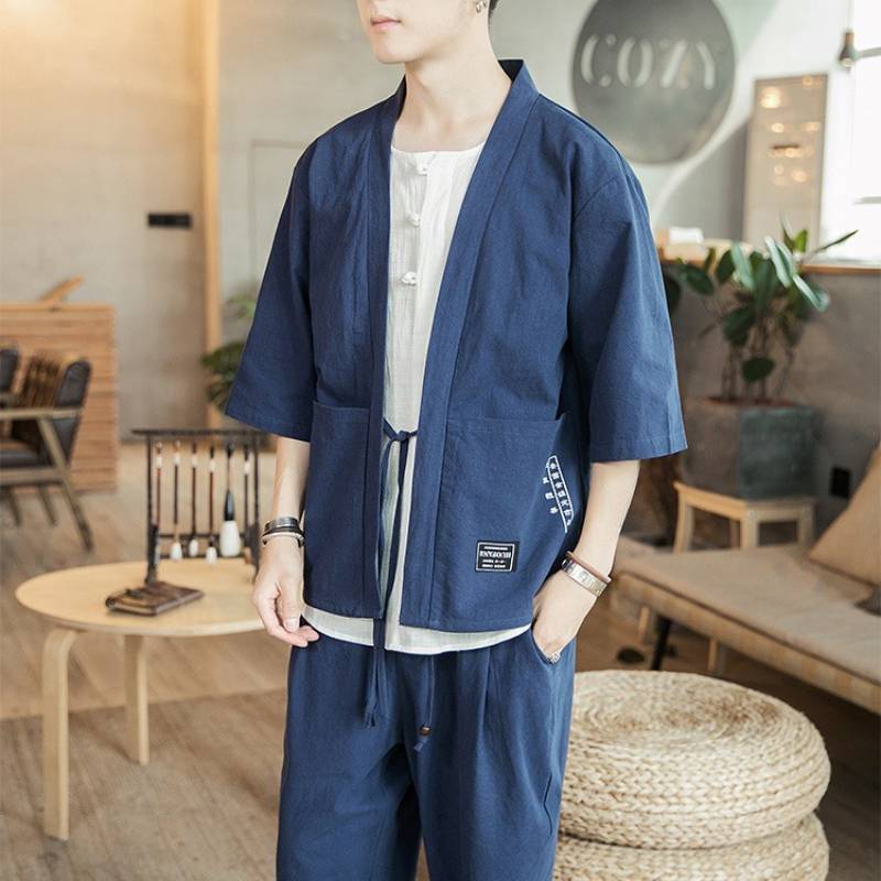 Kimono Veste Bleu Blanc