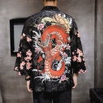 Veste Kimono Japonais Dragon Rouge