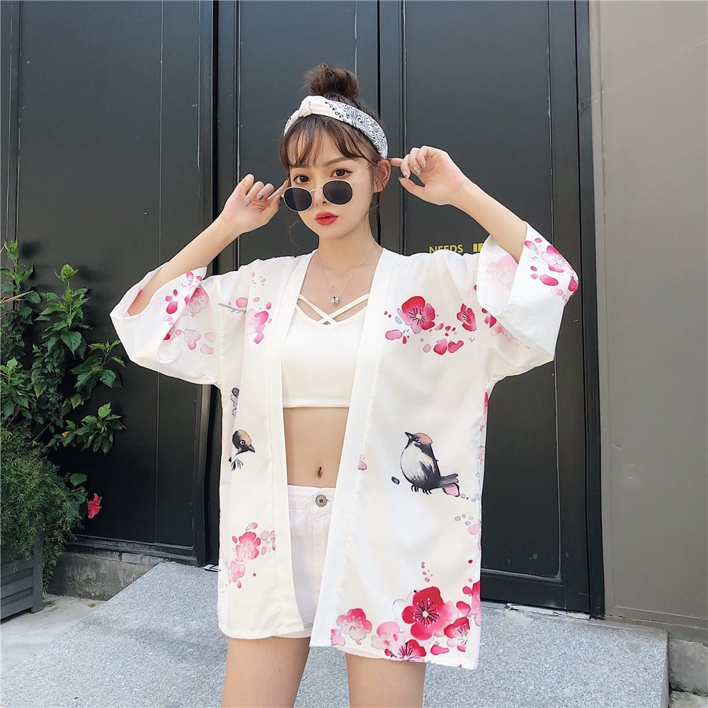 Veste Kimono Femme Geisha Fleurie