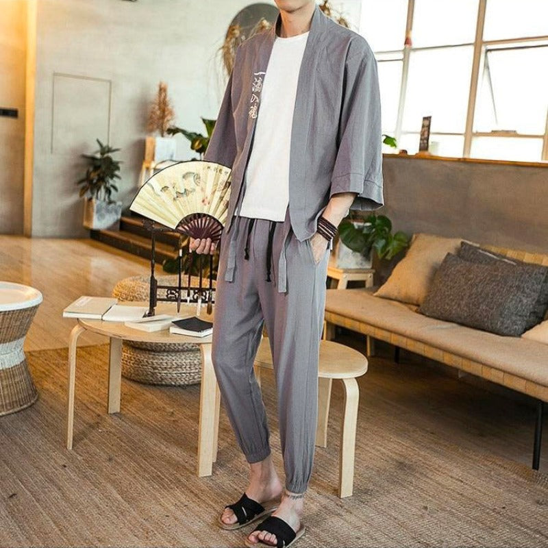 Kimono Veste Homme Gris